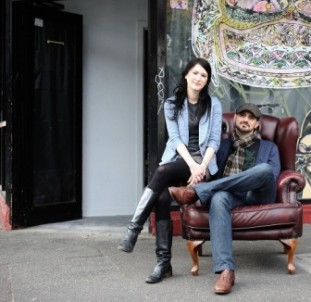 Michael Madrusan and Lauren Schell outside the recently opened Everleigh in Melbourne