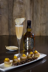 Spiced Pear Bellini and Sean Connolly's canapes 
