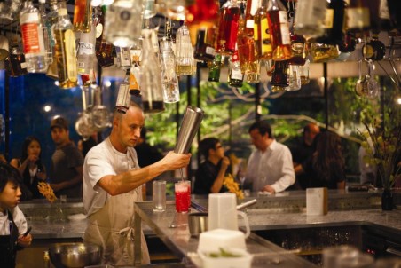 Matthew Bax Pouring a drink at Singapore's Tippling Club