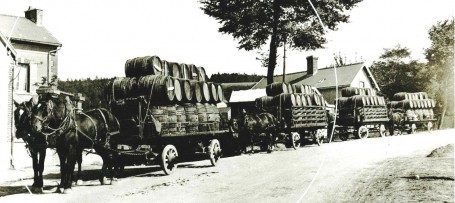 Stocks of Champagne being evacuated from the region ahead of the German advance c1914