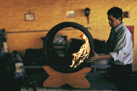 Charring the barrels at Jose Cuervo distillery