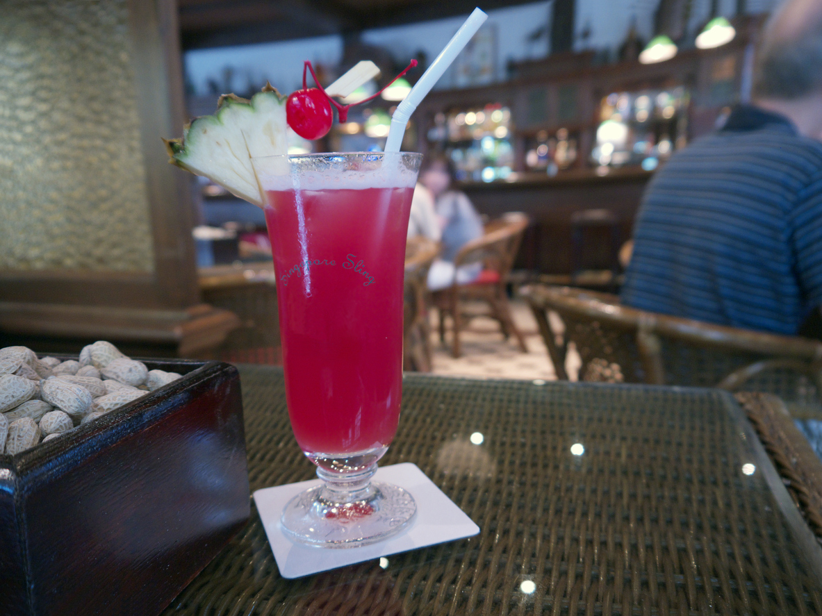 The Singapore Sling at Raffles' Long Bar.