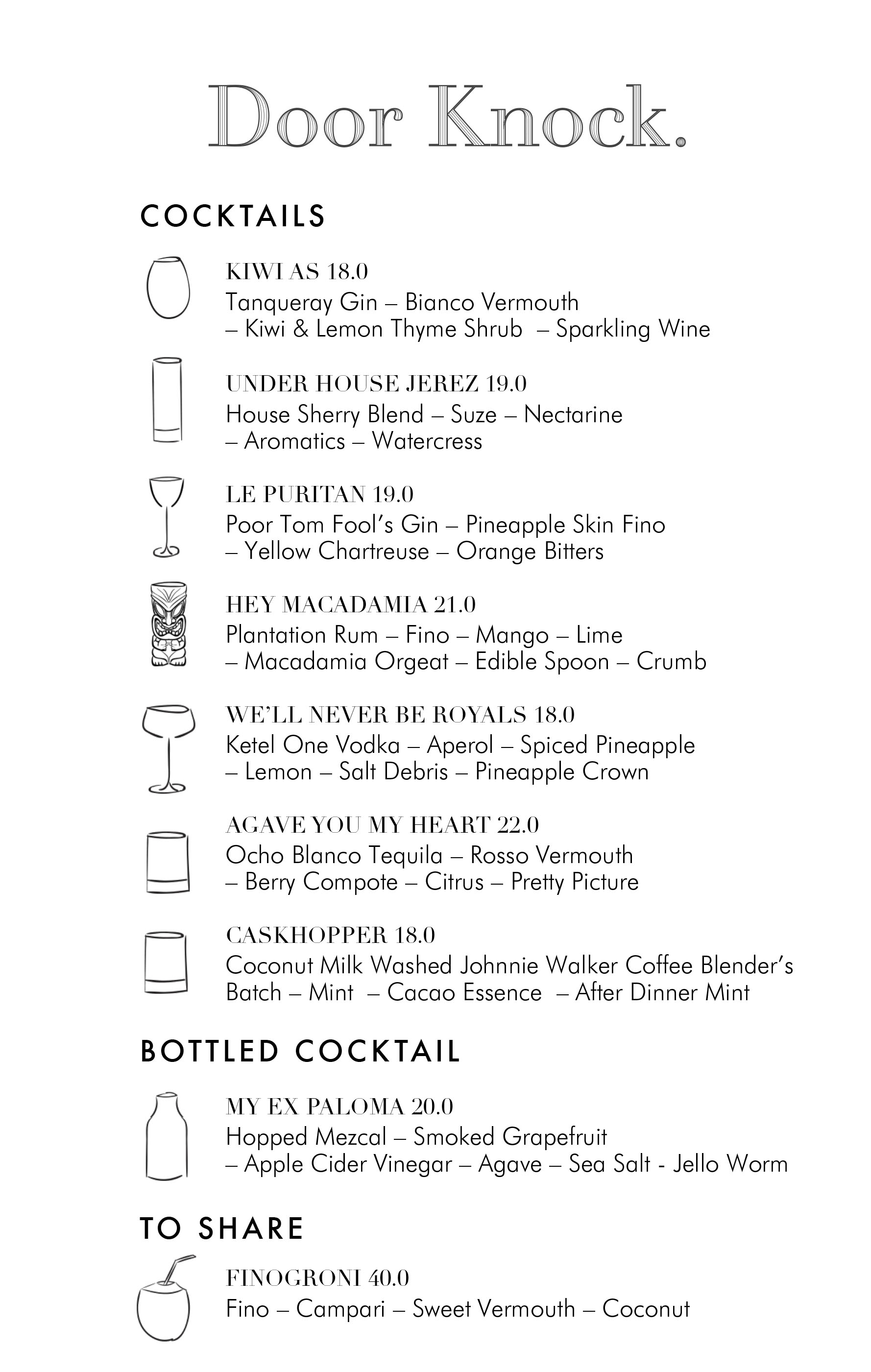 Take A Look At The Cocktail List At New Sydney Bar Door